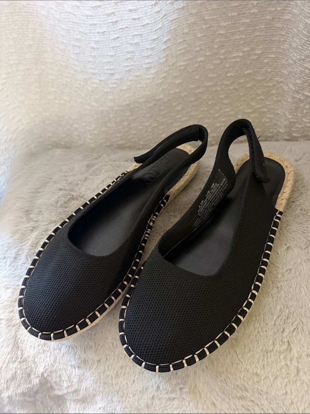 Dkny Black Slingback Espadrille-Style Flats